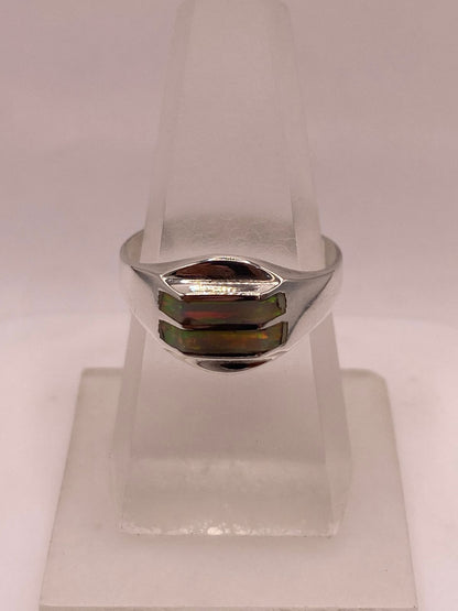 Anillo Envolvente de Plata Ley 925 con Ópalo de Fuego — vista lateral