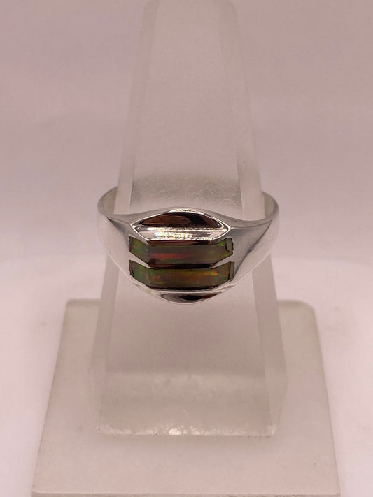 Anillo Envolvente de Plata Ley 925 con Ópalo de Fuego — vista lateral