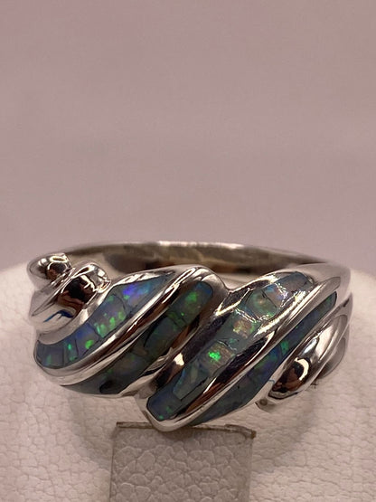 Anillo Envolvente de Plata Ley 950 con Ópalo de Fuego, vista superior