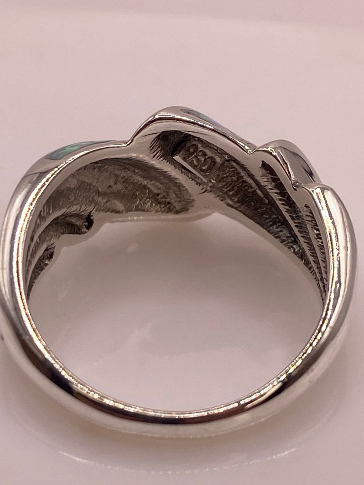 Anillo Envolvente de Plata Ley 950 con Ópalo de Fuego, sello de autenticidad Plata Ley .925
