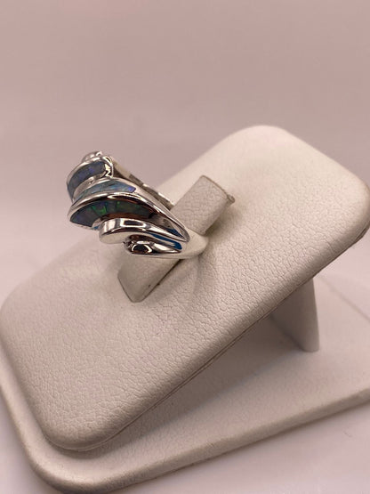 Anillo Envolvente de Plata Ley 950 con Ópalo de Fuego, vista lateral