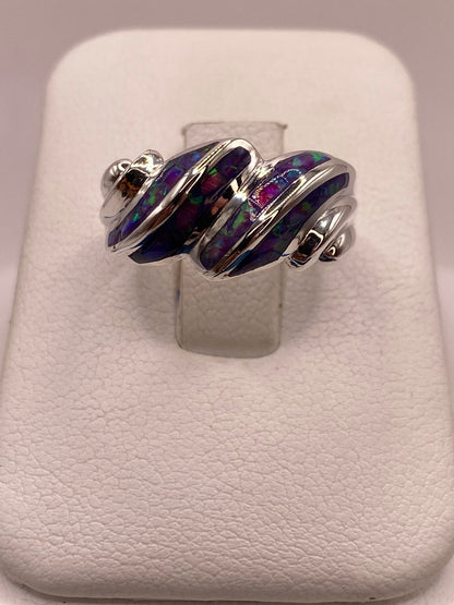 Anillo Envolvente de Plata Ley 950 con Ópalo de Fuego, vista lateral