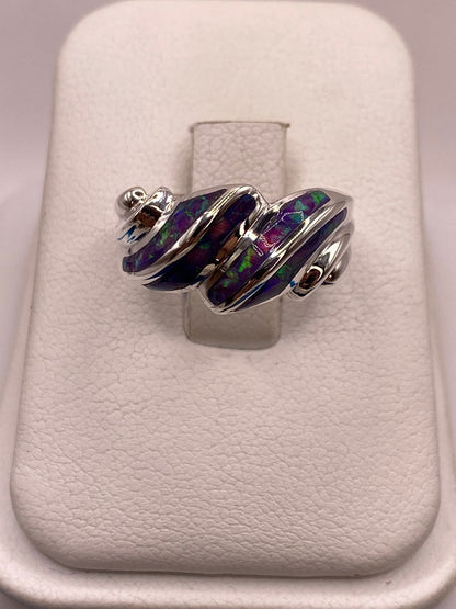 Anillo Envolvente de Plata Ley 950 con Ópalo de Fuego, vista frontal