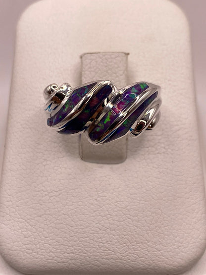 Anillo Envolvente de Plata Ley 950 con Ópalo de Fuego, vista superior