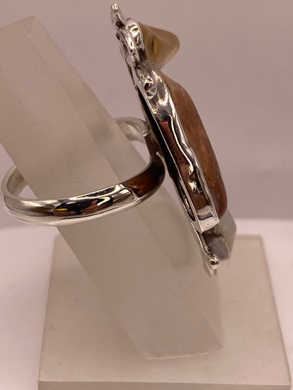Anillo Escultórico Multipiedra en Plata Ley 925, sello de autenticidad Plata Ley .925