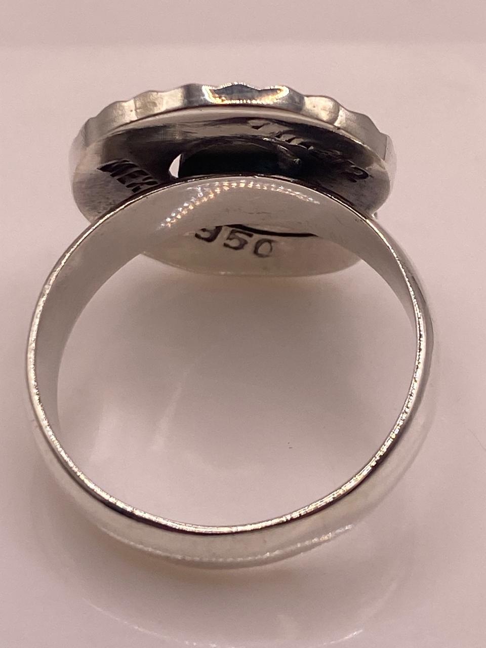 Anillo Espiral con Ópalo de Fuego Multicolor en Plata Ley .950, sello de autenticidad Plata Ley .925