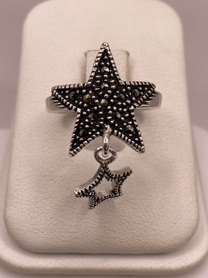 Anillo Estrella con Marquesitas en Plata Ley 925, vista frontal