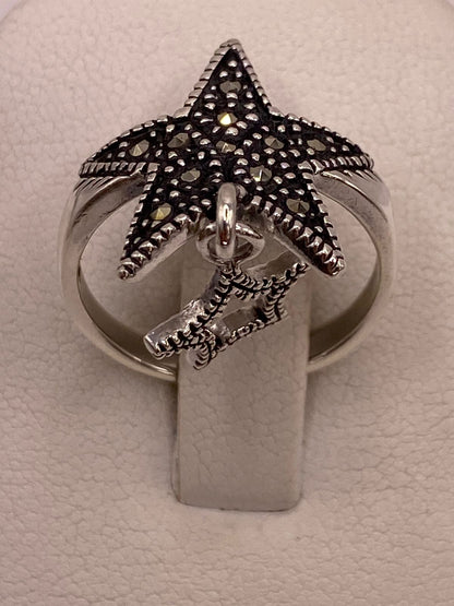 Anillo Estrella con Marquesitas en Plata Ley 925, vista superior