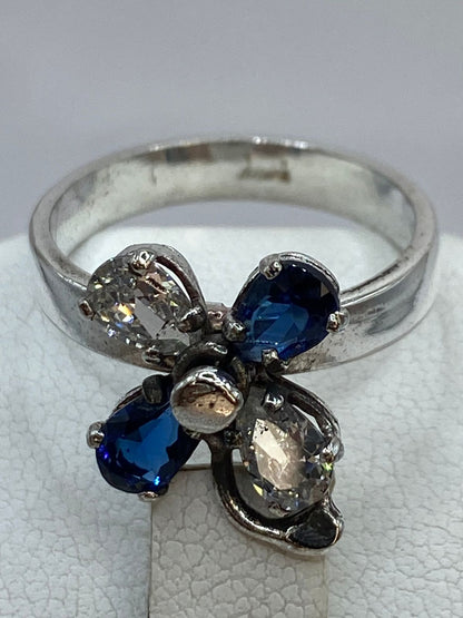 Anillo con Flor Giratoria en Plata 925, sello de autenticidad Plata Ley .925