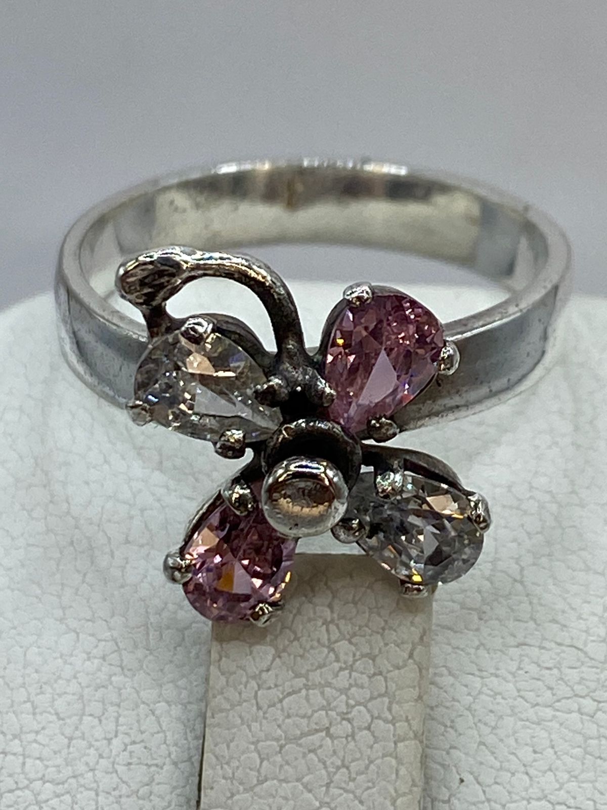 Anillo con Flor Giratoria en Plata 925, vista superior
