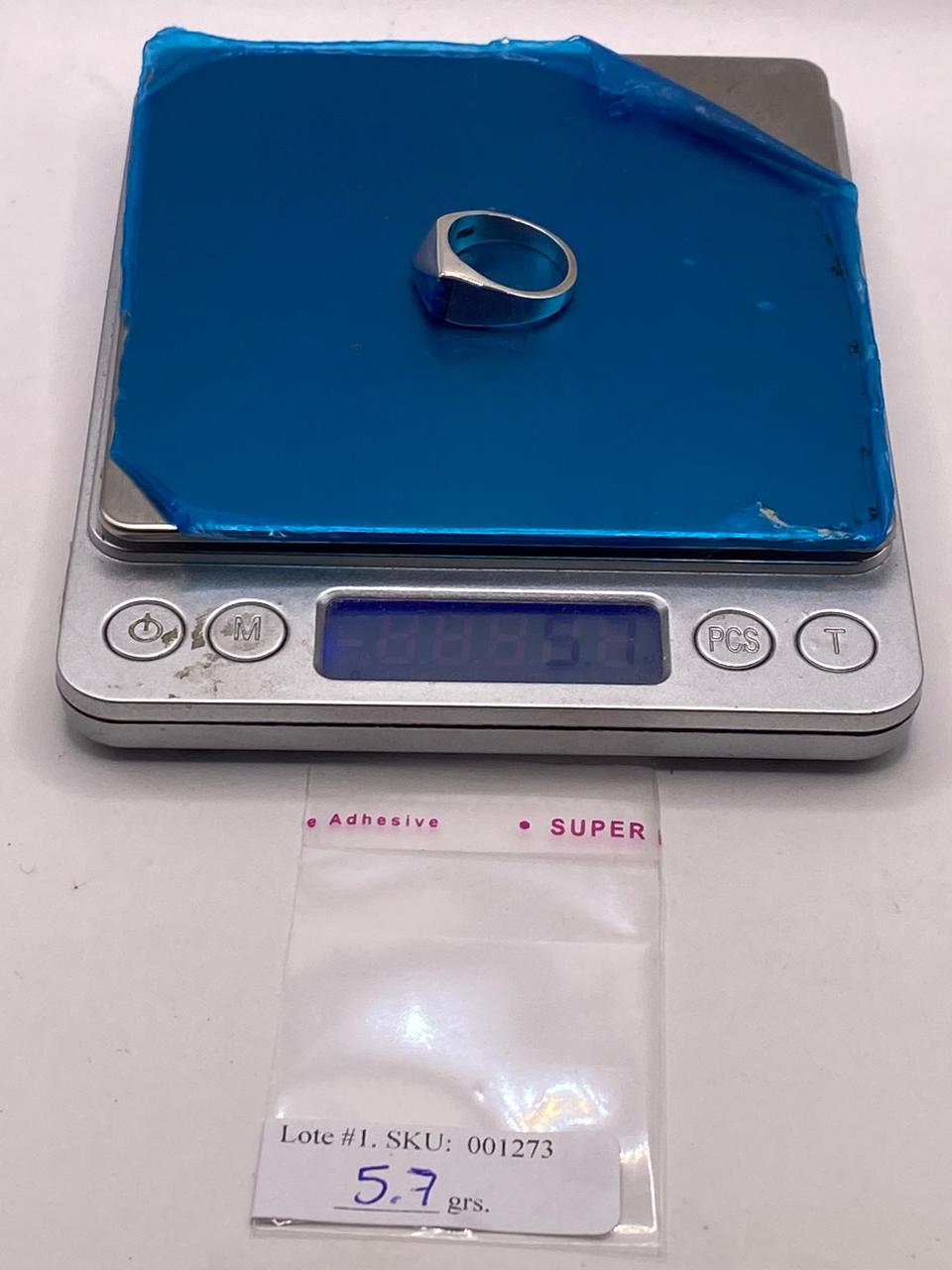Anillo Geométrico de Ópalo Azul y Verde en Plata Ley 950, peso en gramos (báscula)