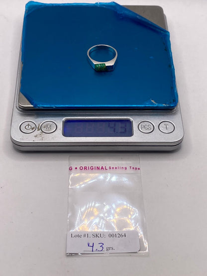 Anillo Geométrico de Plata Ley 950 con Ópalo Verde, peso en gramos (báscula)