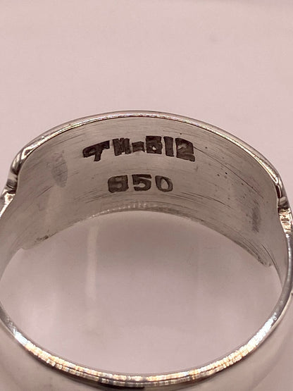 Anillo Geométrico de Plata Ley 950 con Ópalo Verde y Azul, sello de autenticidad Plata Ley .925