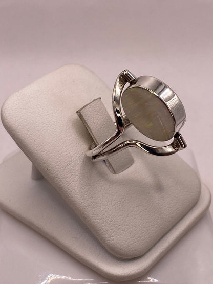 Anillo Giratorio Doble Vista de Ópalo de Fuego en Plata .925, sello de autenticidad Plata Ley .925