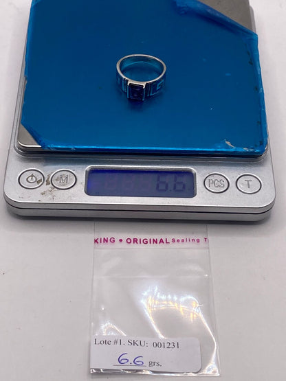 Anillo Greca Ópalo Azul-verde & Zirconia Amatista Plata 950, peso en gramos (báscula)