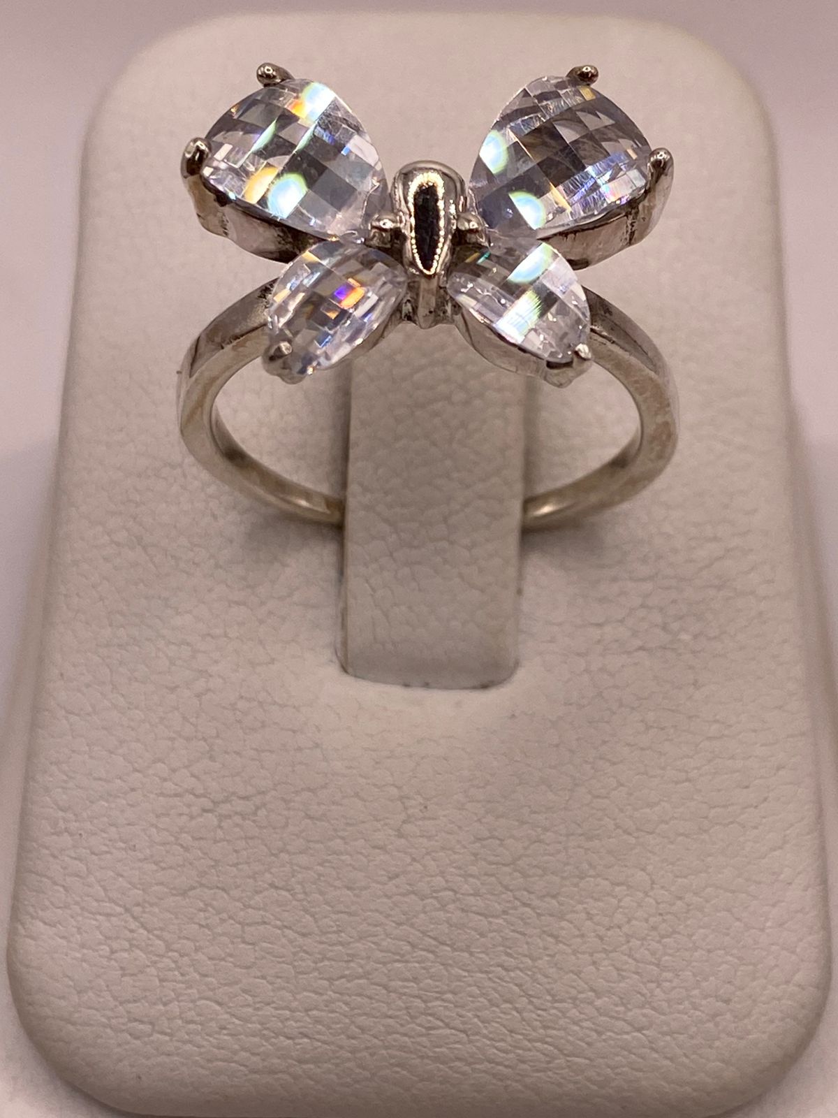Anillo Mariposa Brillante con Zirconias en Plata Ley 925, vista superior