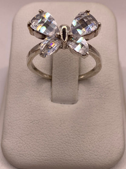 Anillo Mariposa Brillante con Zirconias en Plata Ley 925, vista superior