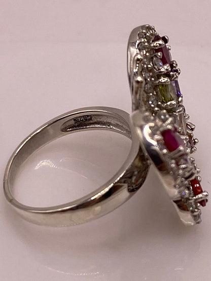 Anillo Mariposa Multicolor con Zirconias Brillantes en Plata Ley 925, sello de autenticidad Plata Ley .925