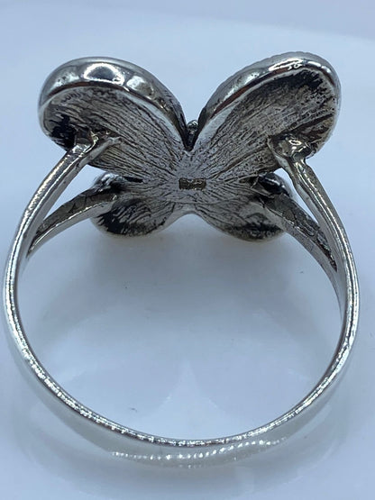 Anillo Mariposa de Plata Ley 925 con Ópalo de Fuego y Marquesita, sello de autenticidad Plata Ley .925