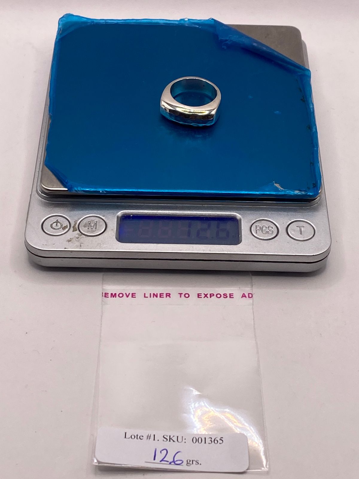 Anillo Martillado de Plata Ley 925, peso en gramos (báscula)
