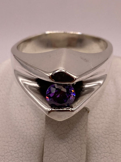 Anillo Moderno con Zirconia Morada en Plata Ley 925, vista superior