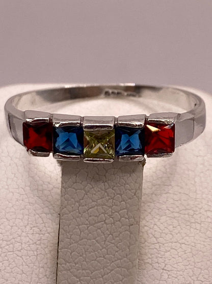 Anillo Multicolor con Zirconias en Plata Ley 925, vista superior