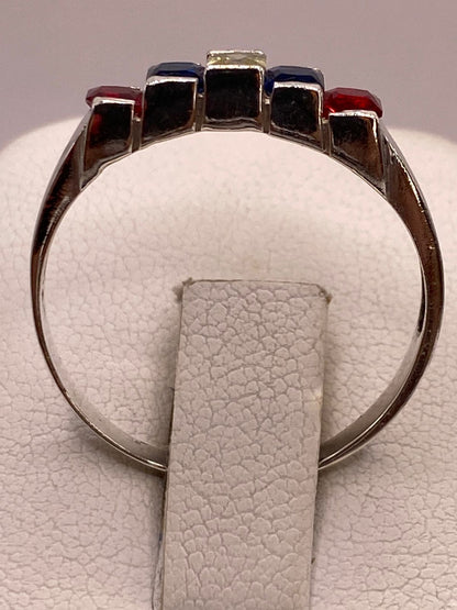 Anillo Multicolor con Zirconias en Plata Ley 925, sello de autenticidad Plata Ley .925