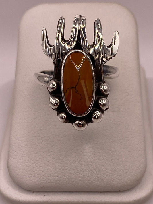 Anillo Navajo de Plata Ley 925 con Cornalina — ángulo diagonal