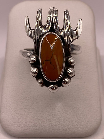 Anillo Navajo de Plata Ley 925 con Cornalina, vista frontal