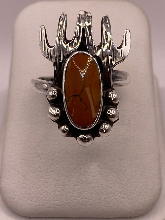 Anillo Navajo de Plata Ley 925 con Cornalina, vista frontal