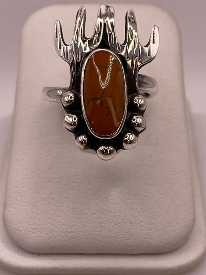 Anillo Navajo de Plata Ley 925 con Cornalina, vista de detalle