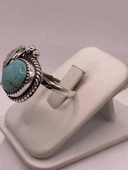 Anillo Navajo de Plata Ley 925 con Turquesa, vista frontal