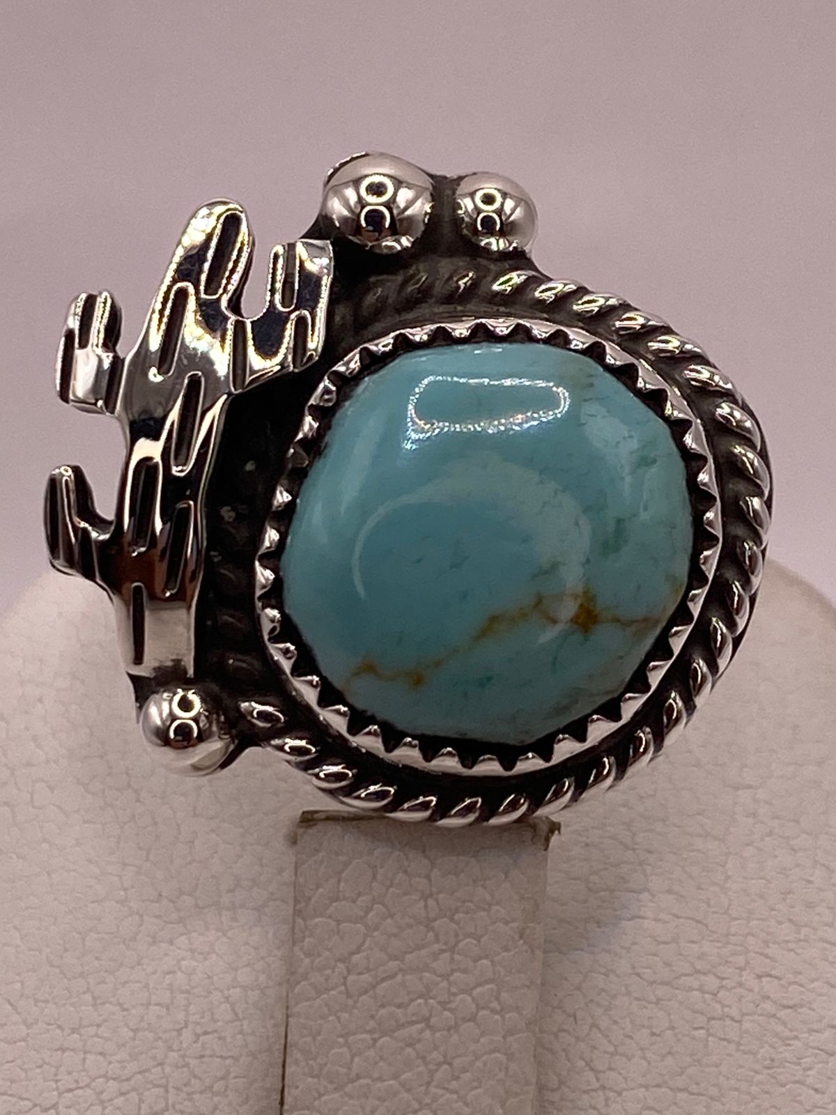 Anillo Navajo de Plata Ley 925 con Turquesa, sello de autenticidad Plata Ley .925