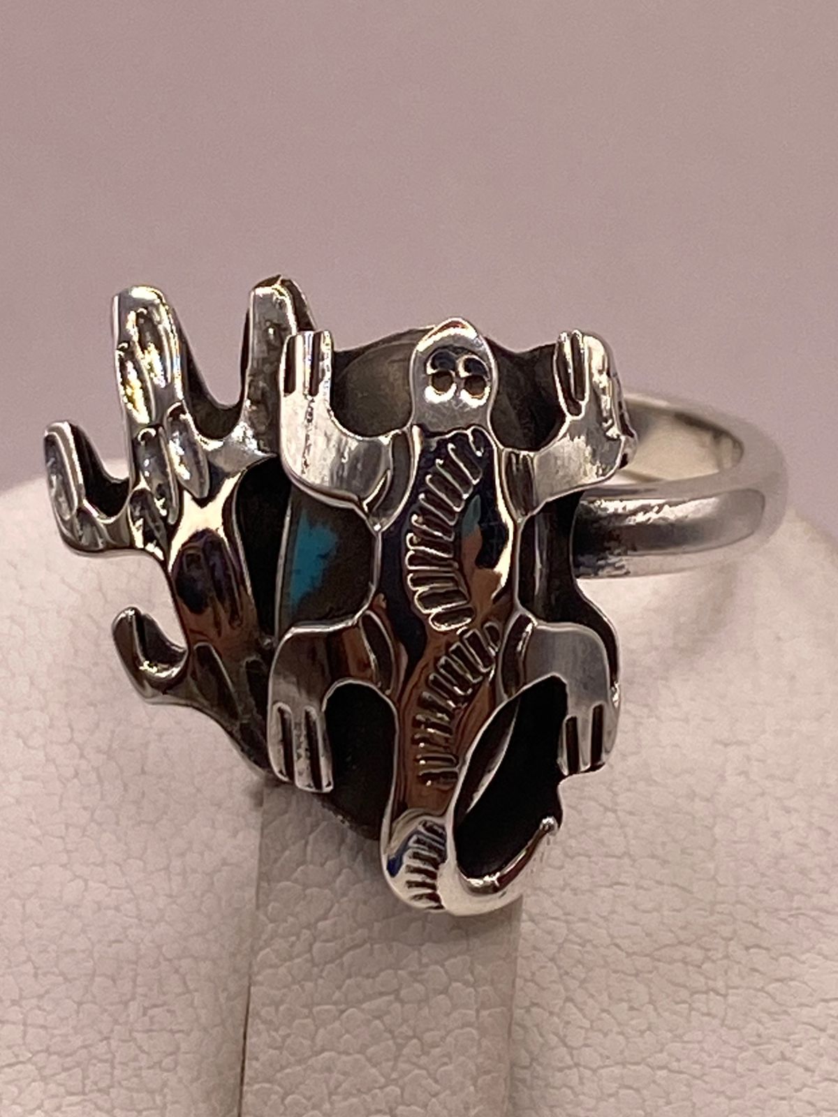 Anillo Navajo de Plata Ley 925 con Turquesa Natural, sello de autenticidad Plata Ley .925
