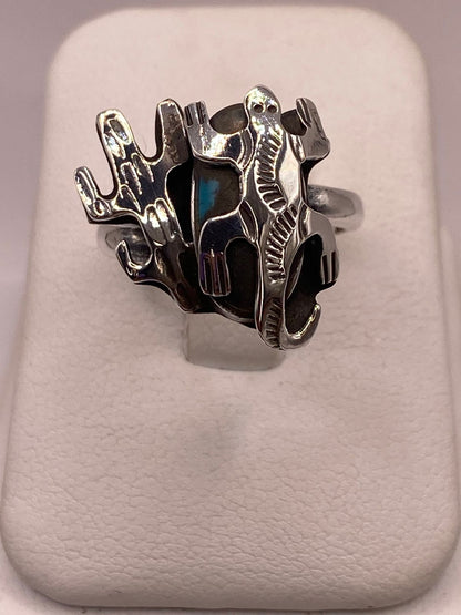 Anillo Navajo de Plata Ley 925 con Turquesa Natural, vista superior