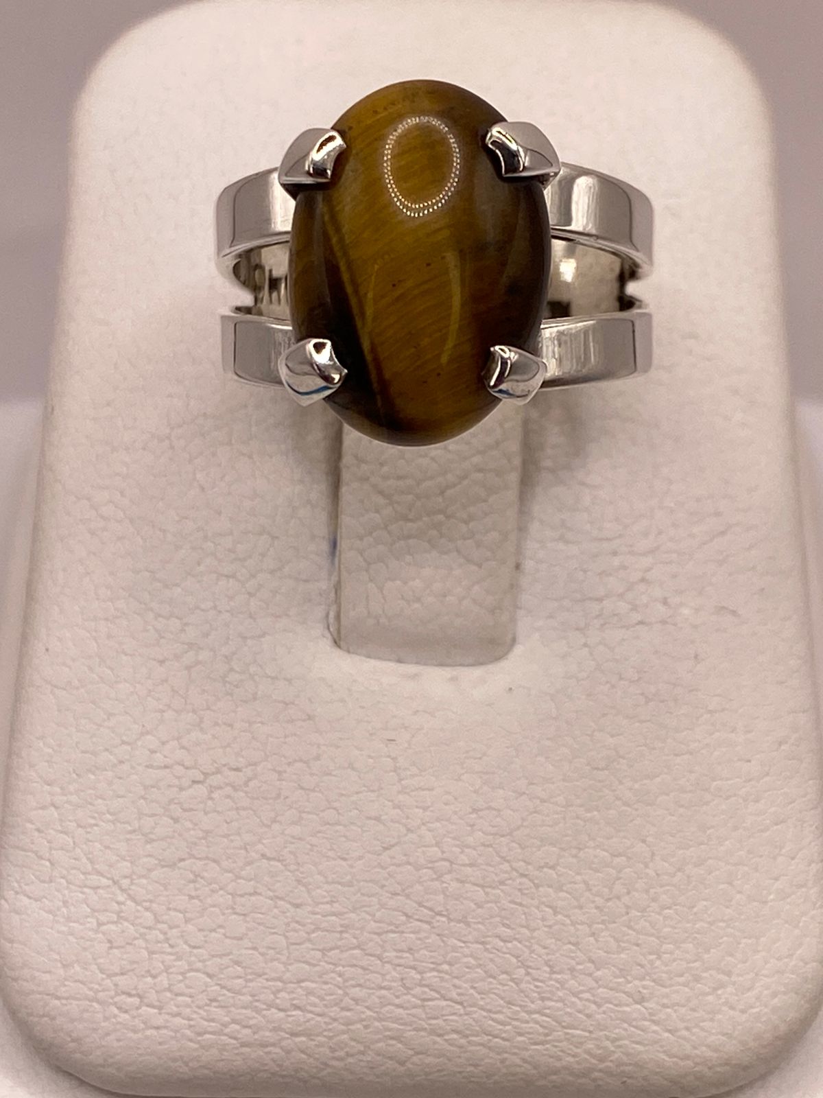 Anillo Ojo de Tigre de Plata Ley 925 — ángulo diagonal