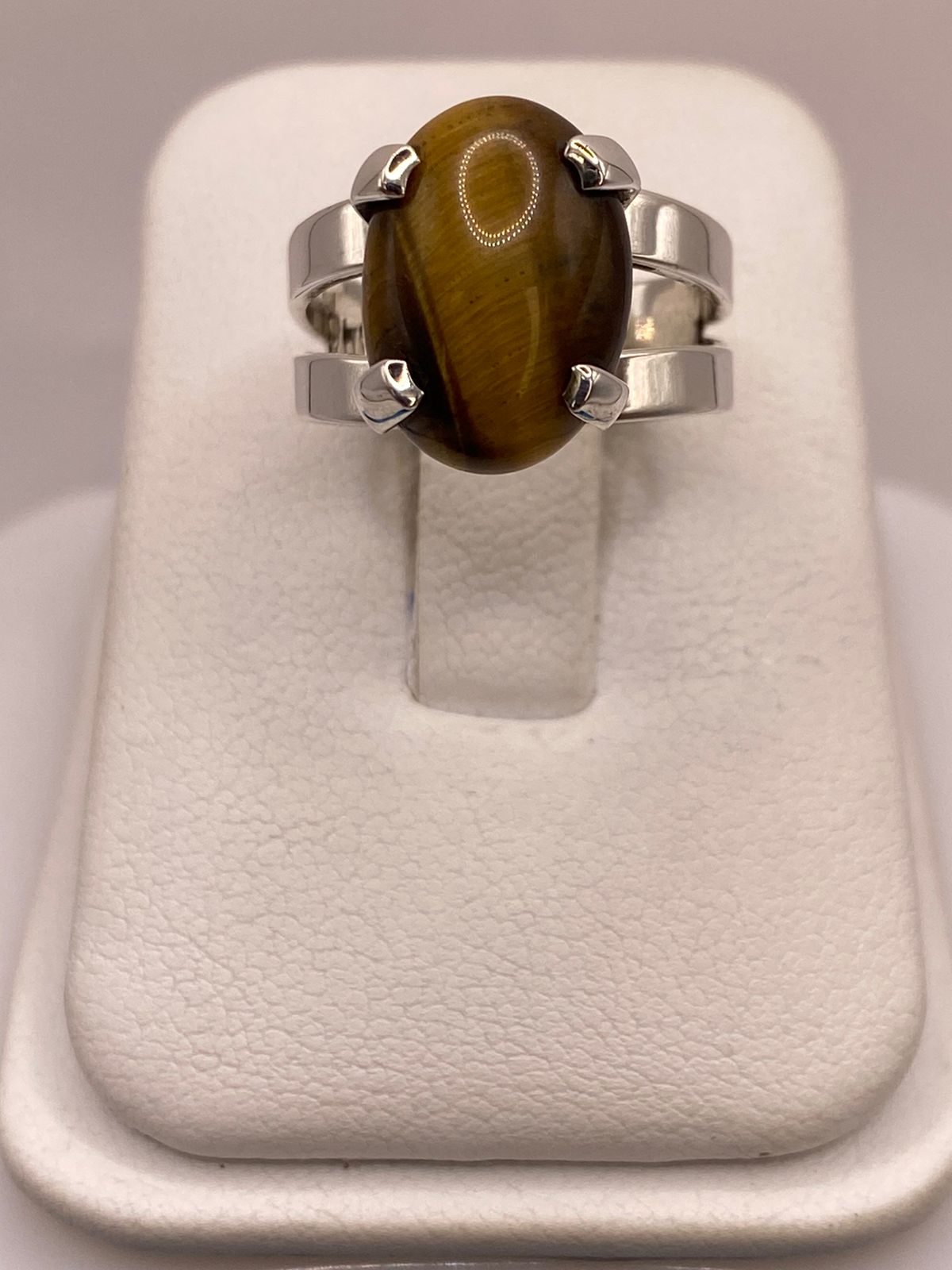 Anillo Ojo de Tigre de Plata Ley 925, sello de autenticidad Plata Ley .925