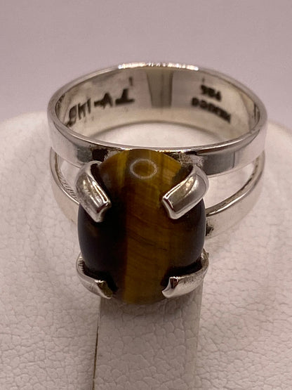 Anillo Ojo de Tigre de Plata Ley 925, sello de autenticidad Plata Ley .925