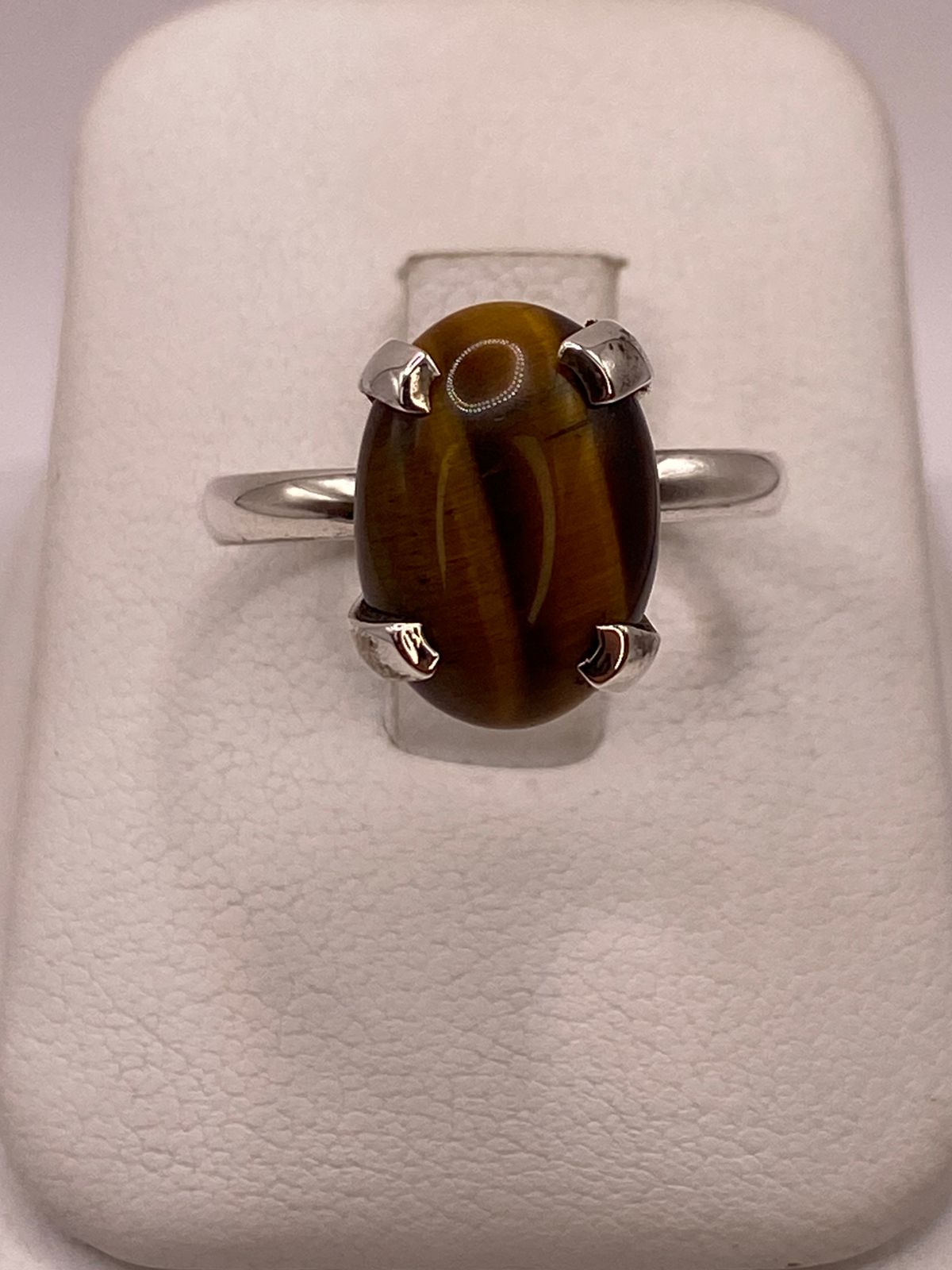 Anillo con Ojo de Tigre de Plata Ley 925 — vista lateral