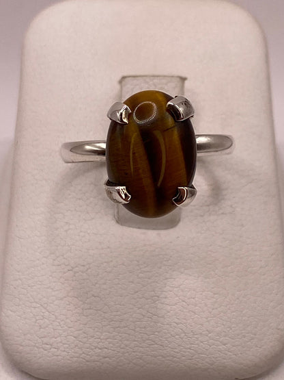 Anillo con Ojo de Tigre de Plata Ley 925 — vista lateral