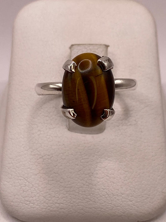 Anillo con Ojo de Tigre de Plata Ley 925 — vista lateral