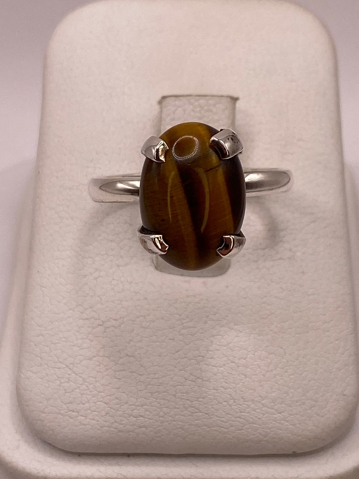Anillo con Ojo de Tigre de Plata Ley 925, vista lateral