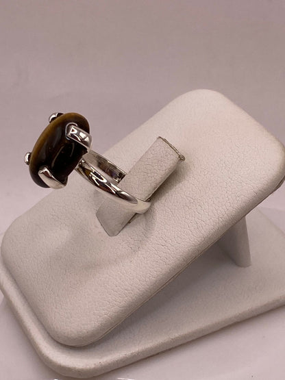 Anillo con Ojo de Tigre de Plata Ley 925, vista lateral
