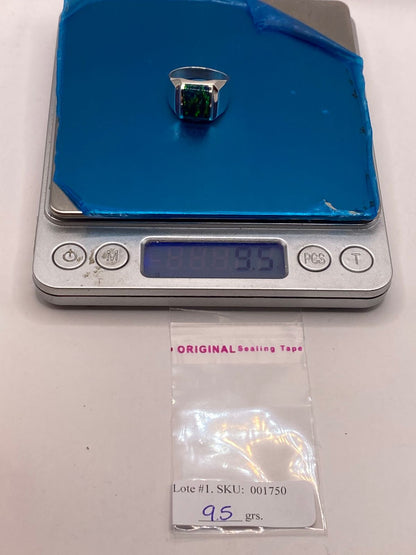 Anillo con Ópalo de Fuego Azul Marino en Plata Ley .950, peso en gramos (báscula)