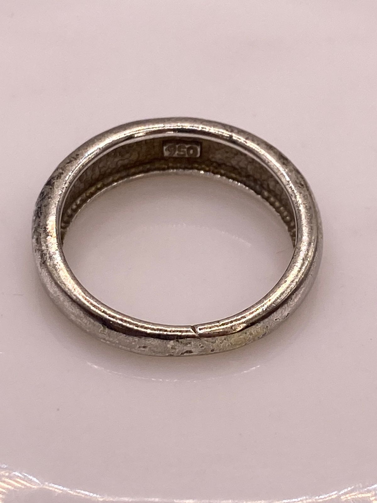 Anillo Ópalo de Fuego Azul & Verde Diseño Ondas Plata Ley 950, sello de autenticidad Plata Ley .925