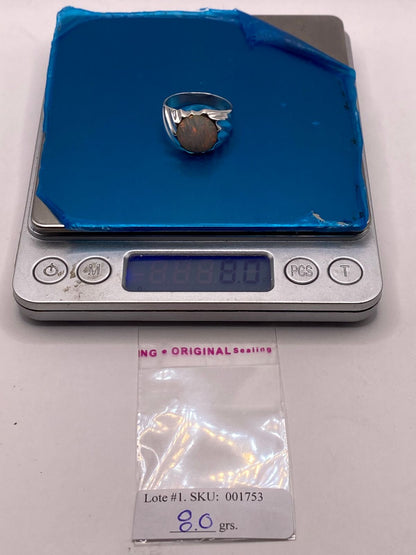 Anillo con Ópalo de Fuego Iridiscente en Plata Ley .950, peso en gramos (báscula)