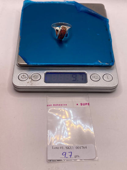 Anillo de Ópalo de Fuego Multicolor Iridiscente en Plata Ley .925, peso en gramos (báscula)