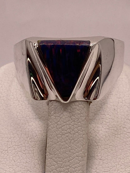 Anillo con Ópalo de Fuego Multicolor en Plata Ley .950, vista superior