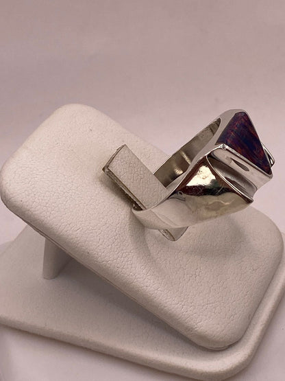 Anillo con Ópalo de Fuego Multicolor en Plata Ley .950, vista frontal