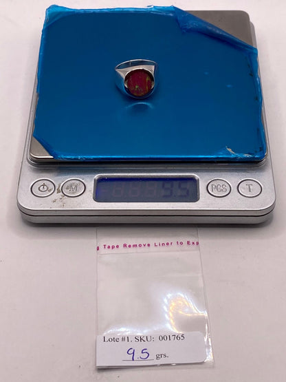 Anillo de Ópalo de Fuego Rosa en Plata Ley .925, peso en gramos (báscula)